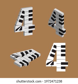Abstract vector number 4  made from piano - numbers set