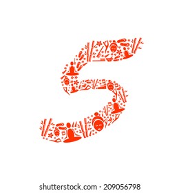 Abstract vector number 5 made from  Icon Spa - numbers set