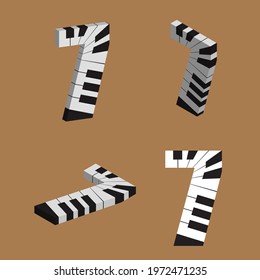 Abstract vector number 7  made from piano - numbers set