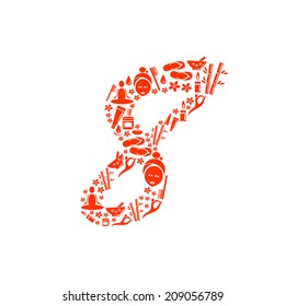 Abstract vector number 8 made from  Icon Spa - numbers set