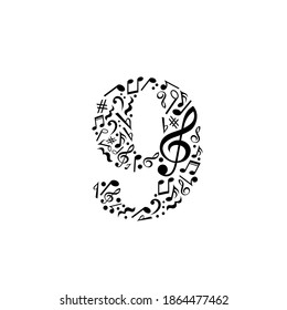 Abstrakte Vektornummer 9 aus Noten - Anzahl der Zeichen