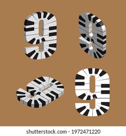 Abstract vector number 9 made from piano - numbers set