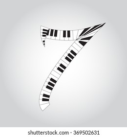 Abstract vector number four made from piano - numbers set
