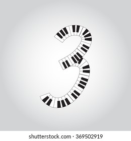 Abstract vector number four made from piano - numbers set