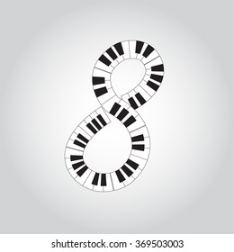 Abstract vector number four made from piano - numbers set