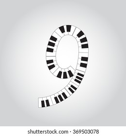 Abstract vector number four made from piano - numbers set