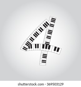 Abstract vector number four made from piano - numbers set