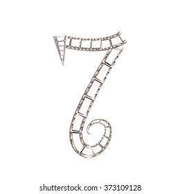 Abstract vector number four made from Filmstrip - numbers set