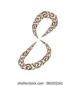 Abstract vector number made from line thai art pattern