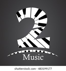 Abstract vector number two made from piano - numbers set