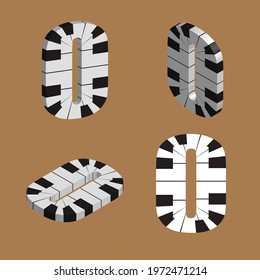 Abstract vector number Zero made from piano - numbers set