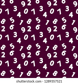 Abstract vector numeral geometric seamless pattern with numbers. Colorful background. Wrapping paper. Print for interior design and fabric. Kids background. Backdrop in vintage style.