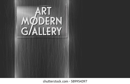 Abstract vector object with lines and lightning and the words modern art gallery