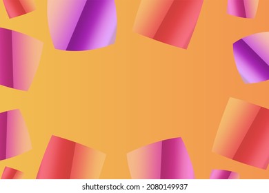 Abstract vector orange background with 3D objects and free space for text in the middle.