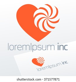 Abstract vector orange sign with heart. Logo for Fashion, Cosmetics