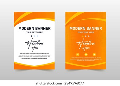 Abstract Vector Orange y Yellow Curved Banner Template, se pueden utilizar para diseños de negocio, presentaciones o cualquier diseño adecuado.