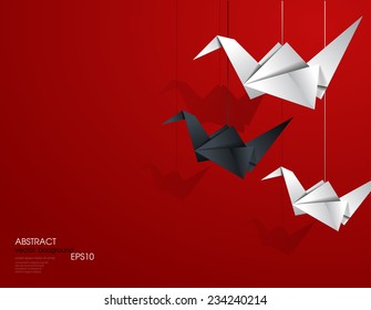 Abstract vector origami birds background
