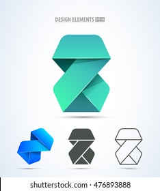 Abstract vector origami paper stripe logo icon template. Design elements for web, print, app design.