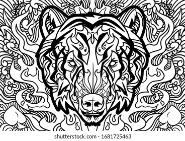 Abstract vector ornament animal pattern with hand drawn lines. You can use any color of background
