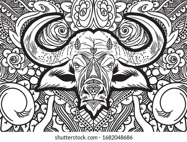 Abstract vector ornament animal pattern with hand drawn lines. You can use any color of background