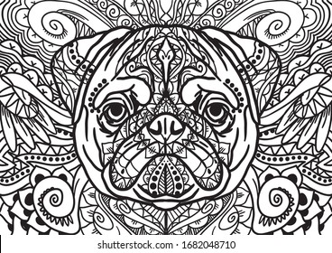 Abstract vector ornament animal pattern with hand drawn lines. You can use any color of background