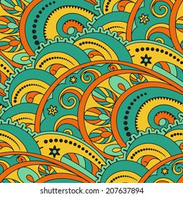 Abstract vector ornament, colorful seamless pattern