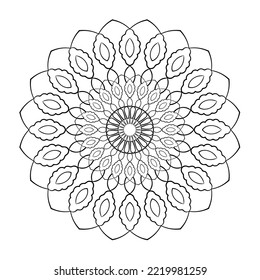 Abstract vector ornament. Coloring book element. Elegant lace background in circle. 
