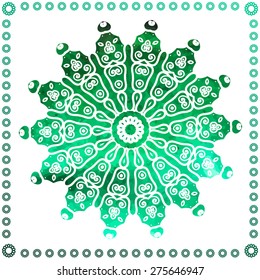 Abstract vector ornament. Decorative retro element with watercolor on background
Round mandala in vector. Graphic template for your design.