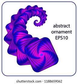 Abstract vector ornament from geometric elements. Neon glow. Isolated on white. For your design and web design