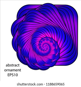 Abstract vector ornament from geometric elements. Neon glow. Isolated on white. For your design and web design