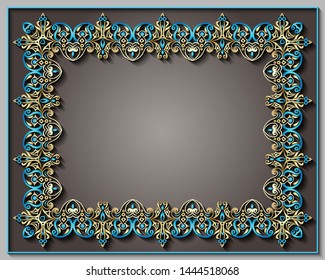 Abstract vector ornamental nature vintage frame. Modern volumetric floral elements. Trendy craft style illustration
