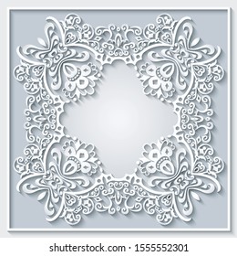 Abstract vector ornamental nature vintage frame. Modern volumetric floral elements. Trendy craft style illustration