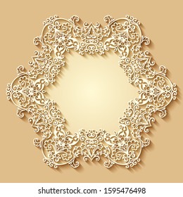 Abstract vector ornamental nature vintage frame. Modern volumetric floral elements. Trendy craft style illustration