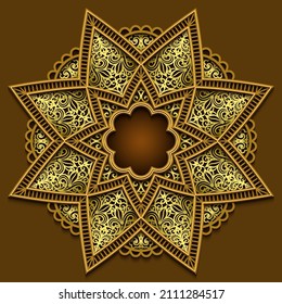 Abstract vector ornamental nature vintage mandala. Modern papercut floral lace element. Trendy craft style illustration