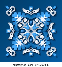 Abstract vector ornamental nature vintage papercut floral lace element. Trendy craft style illustration