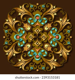 Abstract vector ornamental nature vintage papercut floral element. Trendy craft style illustration