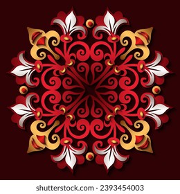 Abstract vector ornamental nature vintage papercut floral element. Trendy craft style illustration