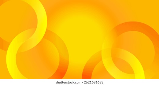 Abstract vector with overlapping translucent yellow and orange rings radiating from a glowing sun-like center, creating a warm and energetic visual effect.
