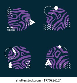 Abstract Vector Pack liquid, fluid, contour, minimalistic modern art for sticker, wallpaper background, business card, invitation, gift cards, flyers and brochures