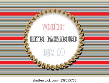 abstract vector page layout in retro style with round frame and colorful stripes