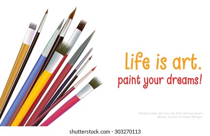 abstract vector paint brushes isolated on white background. Colored illustration with dummy text.