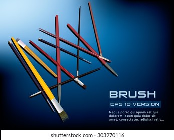 abstract vector paint brushes isolated on white background. Colored illustration with dummy text.