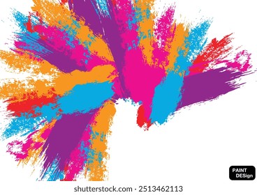Fondo de salpicaduras de color de pintura de Vector Abstractas con trazos texturizados en pincel salpicado azul, púrpura, rojo, rosa y amarillo. ilustración Fondo de diseño de Vector