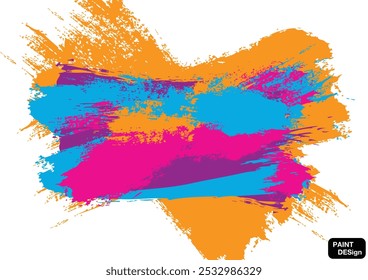 Vetor abstrato pintura cor splash fundo isolado com traçados texturizados em azul, roxo, vermelho, rosa e amarelo splatter pincel.