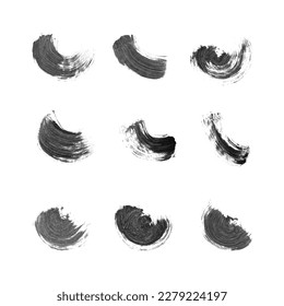Abstract vector paint smears set. Hand drawn design element. Black ink marks on white background. Grunge texture.