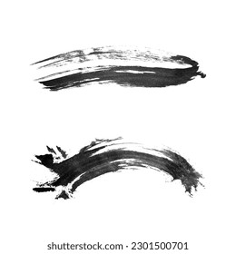 Abstract vector paint smears set. Hand drawn design element. Black ink marks on white background. Grunge texture.