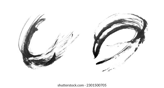 Abstract vector paint smears set. Hand drawn design element. Black ink marks on white background. Grunge texture.