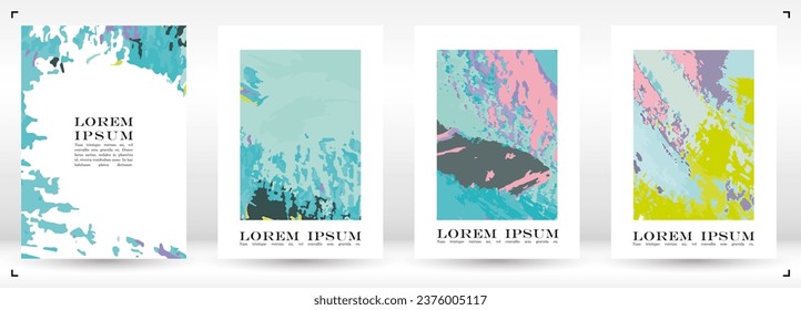 Abstract Vector Paint Stain Background Set. Paintbrush Shapes Print Design. Good for Cover, Invitation, Banner, Placard, Brochure, Poster, Card, Flyer and other.