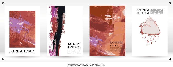 Abstract Vector Paint Stain Background Set. Hand Painted Artwork Page Collection. Good for Cover, Invitation, Banner, Placard, Brochure, Poster, Card, Flyer and other.