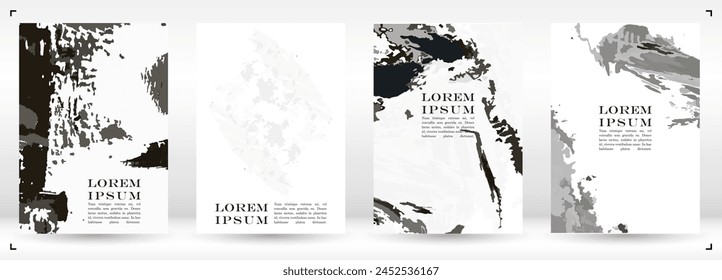 Abstract Vector Paint Stain Background Set. Paintbrush Shapes Print Design. Ideal for Banner, Flyer, Invitation, Business Card.